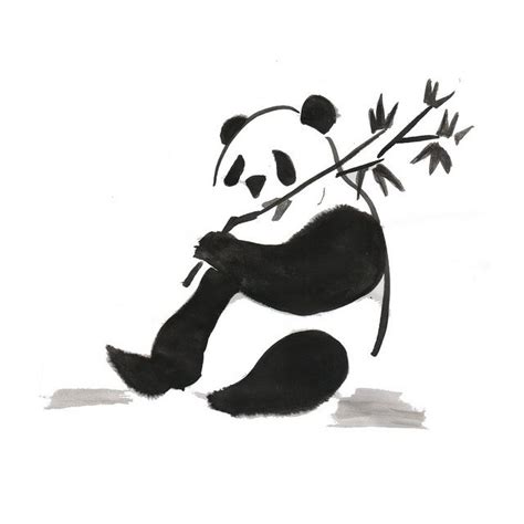 Panda Japanese Ink Painting Chinese Ink Ink Brush