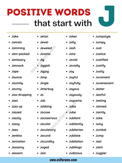 List Of 80 Positive Words That Start With J Esl Forums