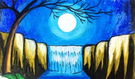 How To Draw A Beautiful Moonlight Scenery Material For Drawing Pencil