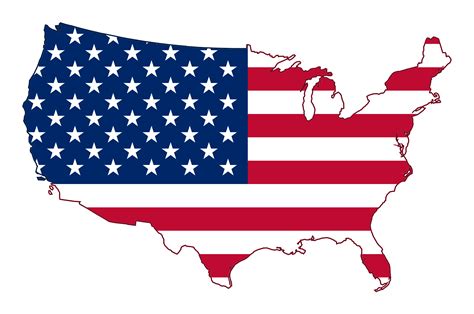 Large Flag Map Of The Usa Usa United States Of America North