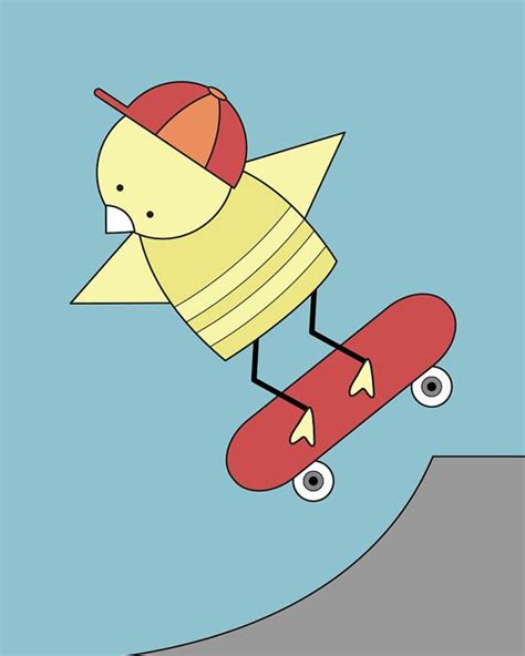 Boy Nursery Art Skateboarding Bird Kids Room By Barkingbirdart 1800