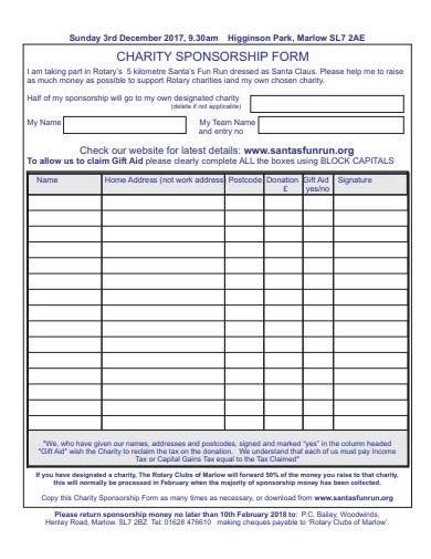 Free 10 Charity Sponsorship Form Samples And Templates In Ms Word Pdf