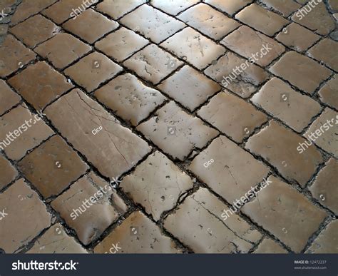 Street Covered With Old Stone Floor Tiles Stock Photo 12472237