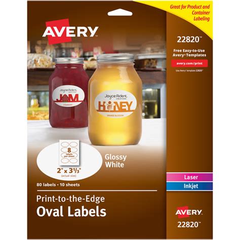 Avery® 22820 Easy Peel 2 X 3 13 True Print White Glossy Oval Print