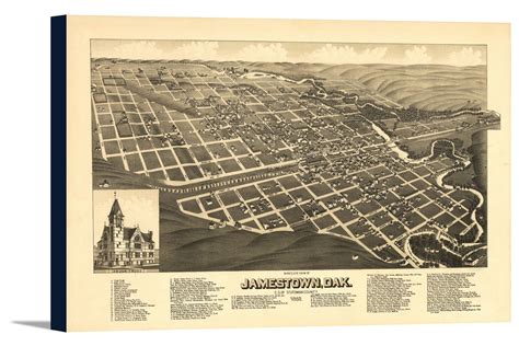 Jamestown North Dakota Panoramic Map 18x115 Gallery Wrapped