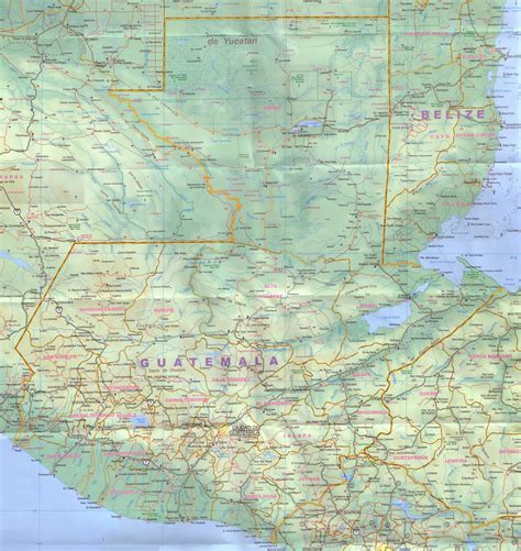 Large Detailed Road Map Of Guatemala Guatemala Large Detailed Road Map