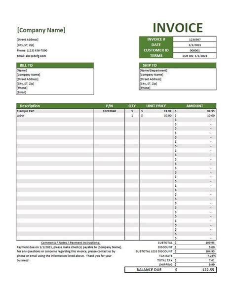 Modelo Invoice PF Excel