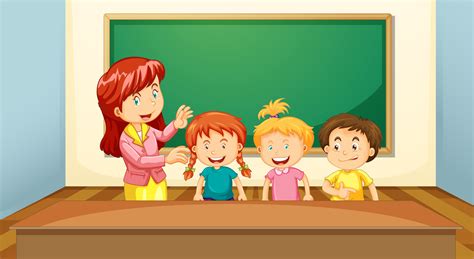 Enseignant Et élèves En Classe World Teacher Day School Illustration Vector Free