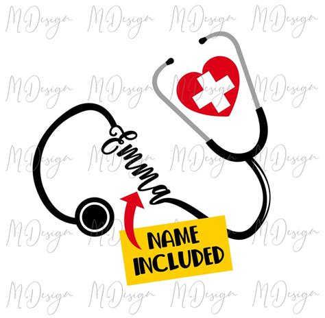 Stethoscope Svg Personalized With Name Cut File For Vinyl Etsy