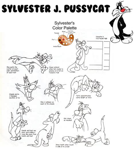 sylvester j pussycat model sheet by guibor on deviantart classic cartoon characters looney