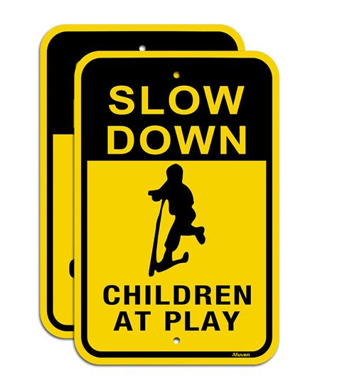 Slow Down Children At Play Sign 2 Pack Slow Down Kids Playing Signs