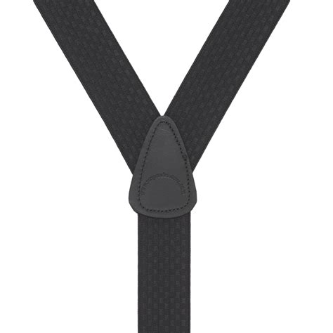 Black Jacquard Checkered Button Suspenders Suspenderstore