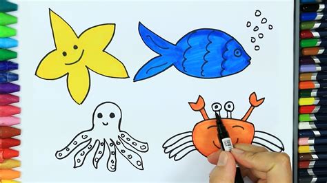 Cómo Dibujar Animales Marinos Cómo Dibujar Y Colorear Los Para Niños