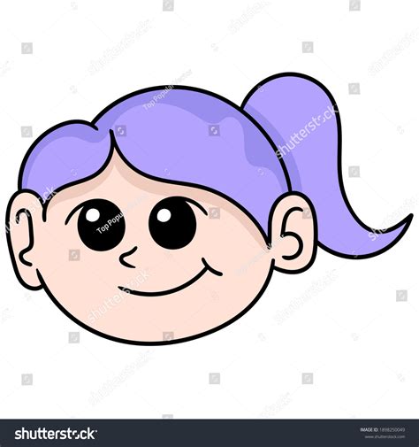Cartoon Head Purple Haired Girl Smiling Stock Vector Royalty Free 1898250049 Shutterstock