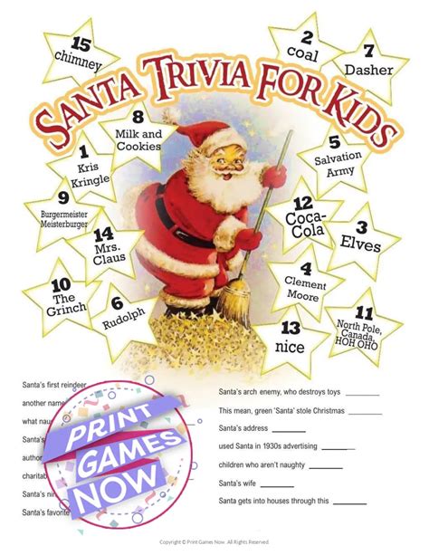 Printable Christmas Santa Claus Trivia For Kids Party Game — Print