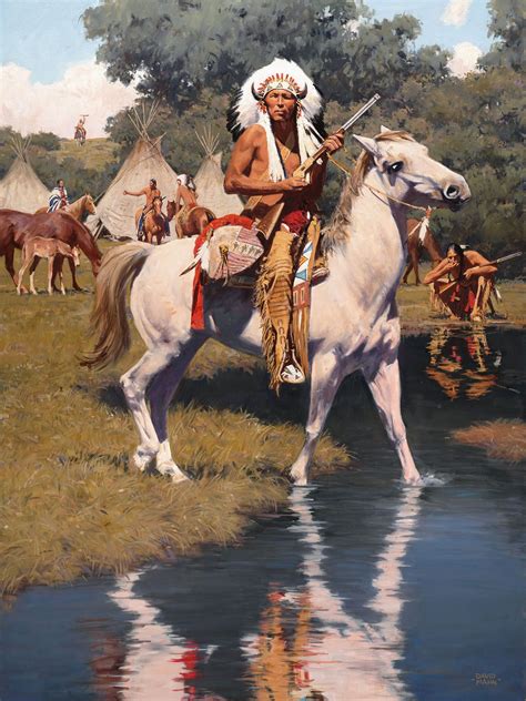 Among The Cottonwoods By David Mann Oil Native American Artwork Native American Pictures
