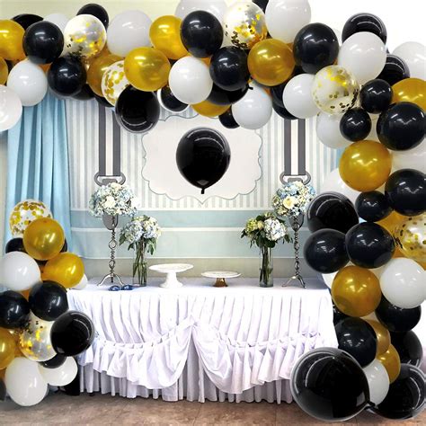 Buy Black And Gold Balloons Garland Arch Kit 118pcs Latex Black White Gold Confetti Balloons For