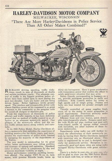 1933 Harley Davidson Police Motorcycle Vintage Motorcycle Posters