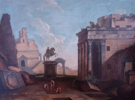 Unknown Pair Of 18th Century Italian Paintings Of Landscapes With