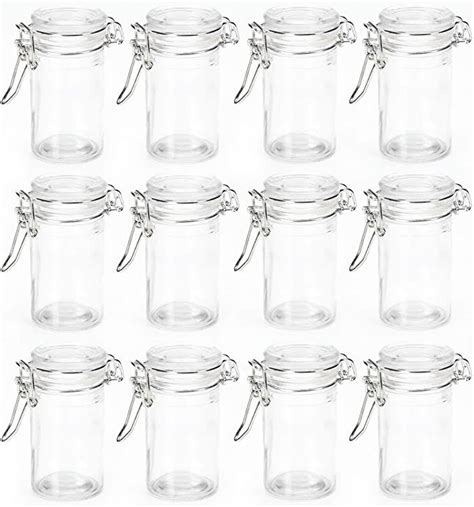 Round Cylinder Apothecary Glass Jar With Locking Lid Clamp Closure 12 Glass Containers With