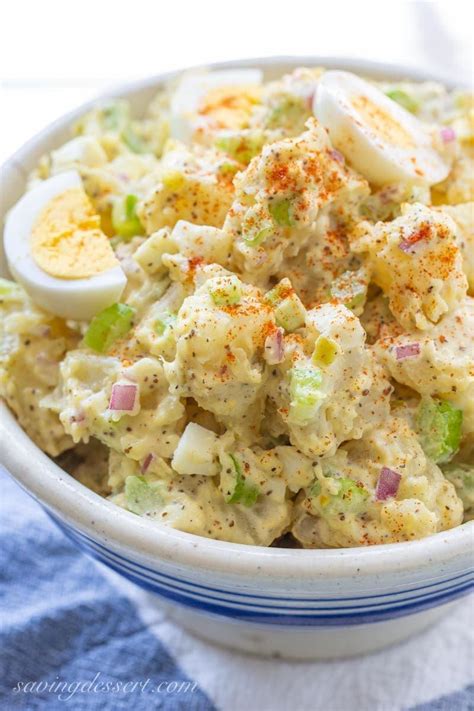 We simmer potatoes whole in salted water when making potato salad. Traditional Creamy Potato Salad | Recipe | Creamy potato salad, Potato salad recipe easy, Potato ...
