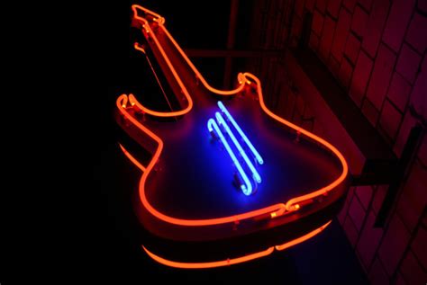 Neon Guitar Symbol Of Rock Cafe Neonsignslondon