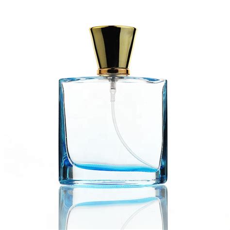 China Designer Square Blue Perfume Glass Bottle 100 Ml Custom High