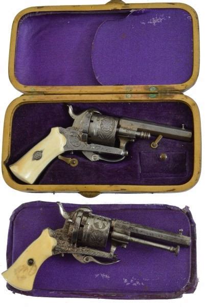 Pair Of Engraved French Pinfire 22 Pistols Antique Pair Of 22 Pinfire