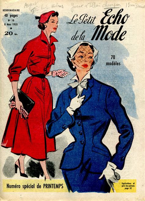 Le Petit Echo De La Mode 1953 Vintage Fashion Magazine Mode Mode