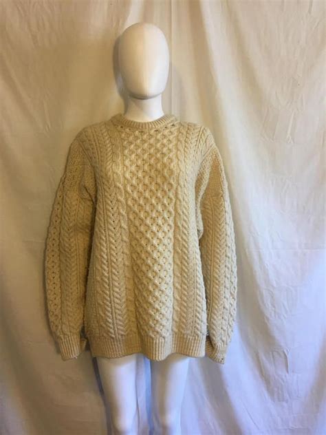 Wool Thick Handmade Sweater Made In Ireland Sweater Size Xl Etsy