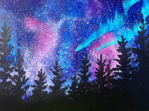 Aurora Borealis Painting In Acrylic Art Lesson Online Youtube The Art