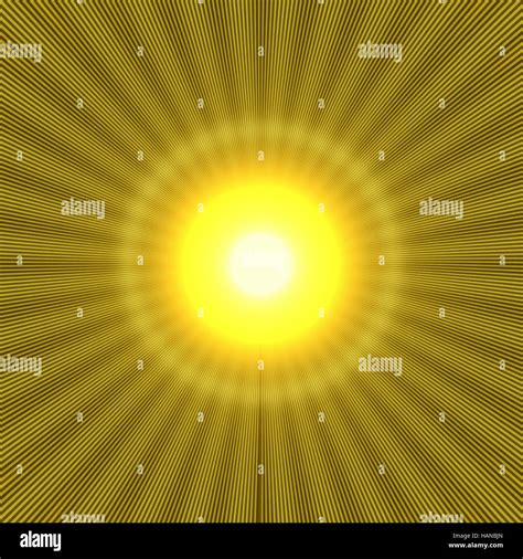 Yellow Halo Effect With Shiny Rays And Bright Light In The Center Stock