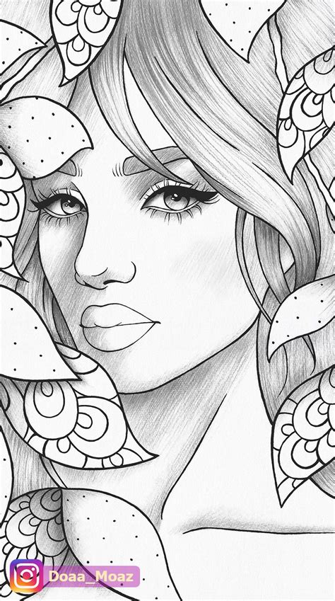 Cool Pencil Drawings Girl Drawing Sketches Outline Drawings Printable Coloring Pages Adult