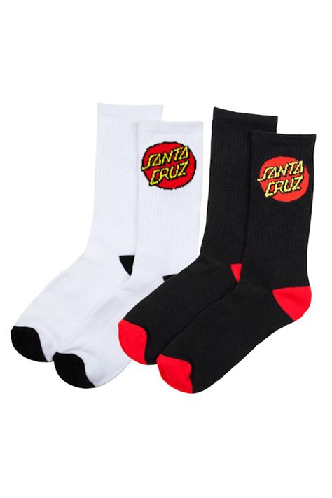 Santa Cruz Classic Dot Socks 2 Pack Whiteblack Skateprylar