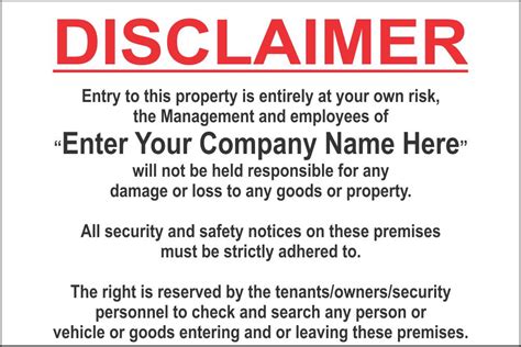 Disclaimer Notice Safety Sign Dis001 Safety Sign Online