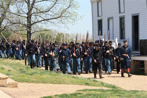 Long Blue Line Marches Across Fort Scott Ks Nhs During April Civil War
