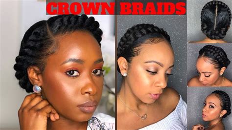 Crownhalo Braid On Natural Hair Compilation 🦋💖 Youtube