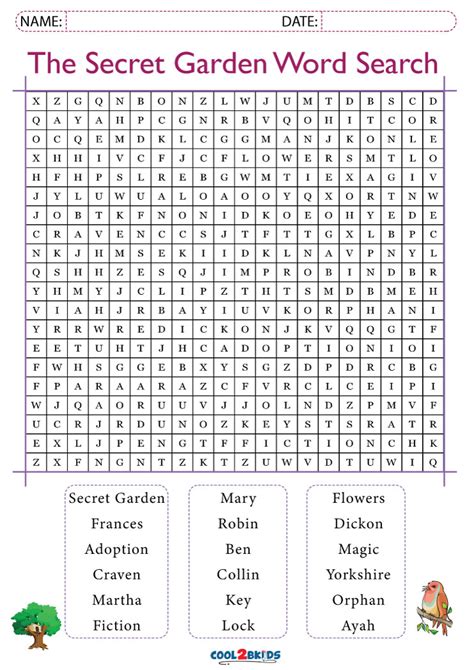 The Secret Garden Word Search Puzzle Worksheet Activity By Puzzles To