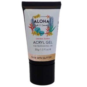 Aloha Acryl Gel UV LED gr Nude with Glitter Nude με Glitter