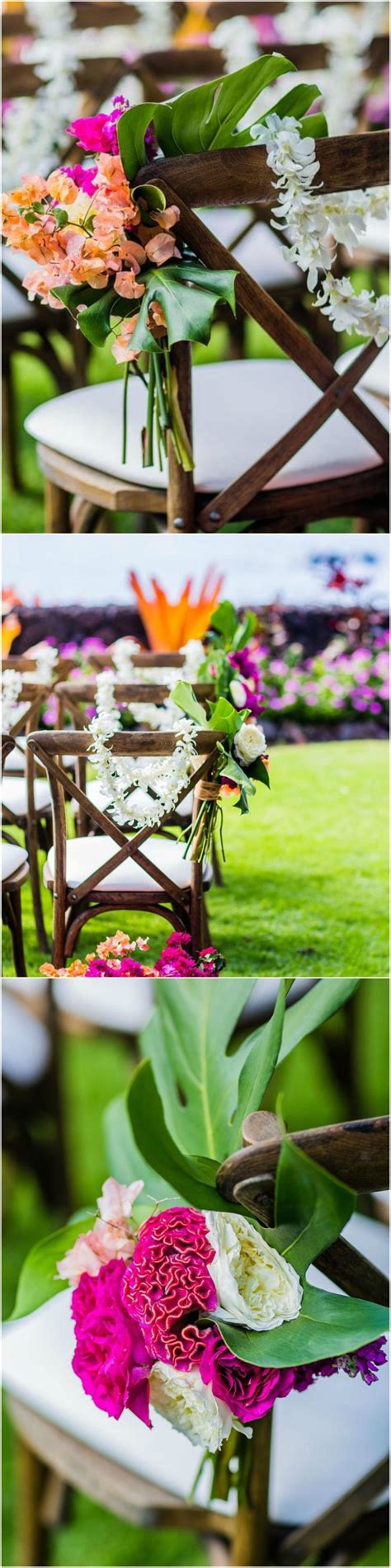 Dgreetings.com offers unique online idea of tropical wedding flower bouquets, centerpieces. awesome Hawaii wedding, ceremony seating, chair décor ...