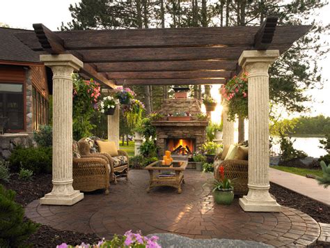 Gorgeous Patio With Pergola And Fireplace Pictures Photos And Images