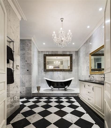 White Marble Bathroom Black Floor