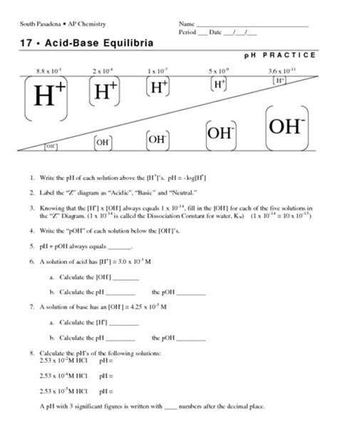 Maybe you would like to learn more about one of these? Acid-Base Equilibria: pH Practice Worksheet for 11th - 12th Grade | Lesson Planet