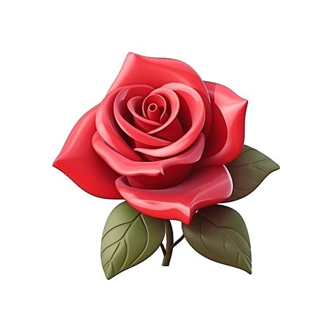 Ai Generated 3d Render Cartoon Rose Flower Isolated On Transparent