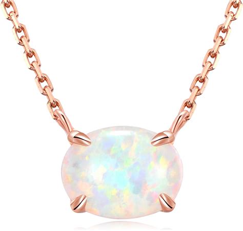 Ellena Rose Sterling Silver Opal Necklace Sterling Silver K
