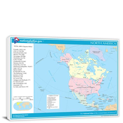 North America National Atlas Reference Map 2022 Canvas Wrap