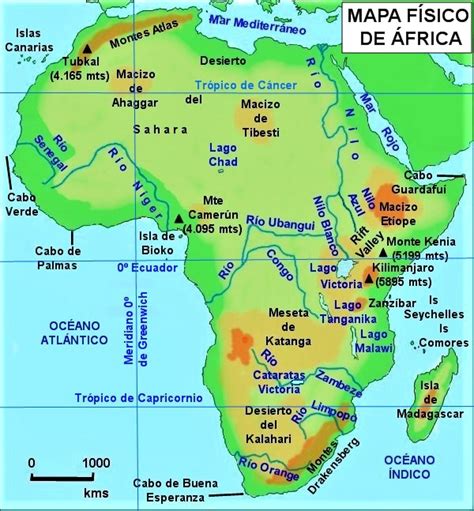 Mapa Fisico De Africa En Blanco