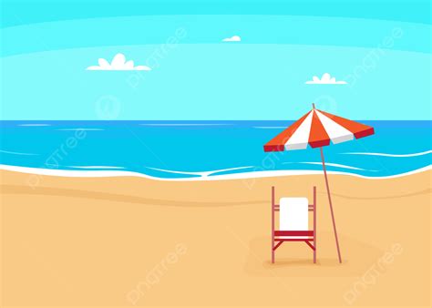 Summer Beach With Chairs And Umbrellas Background Beach Summer Sea