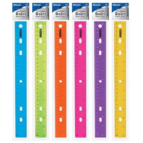 Bazic Jeweltones Color Plastic Ruler 12 30cm Inches Centimeter