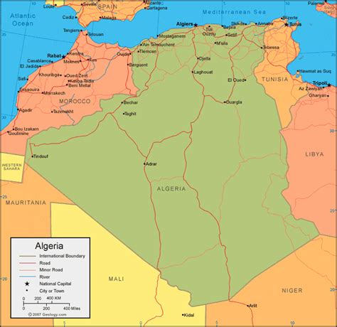 It is bordered by tunisia in the northeast, libya in the east, niger in the southeast, mali and mauritania in the southwest. Algeria Map and Satellite Image